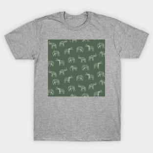 Dark Sage Green Indian Elephants T-Shirt